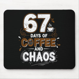 67 Days Of Coffee Teachers Retro School Six Seven  Mouse Mat