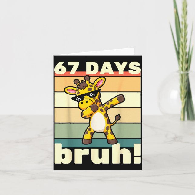 67 Days Of School Bruh Funny Meme Boys Kids Dabbin Card (Front)