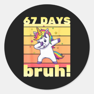 67 Days Of School Bruh Funny Teacher Kids Dabbing Classic Round Sticker