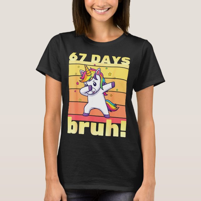 67 Days Of School Bruh Funny Teacher Kids Dabbing  T-Shirt (Front)
