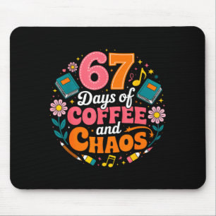 67 Days Of School Coffee Lover 67th Day Of School Mouse Mat