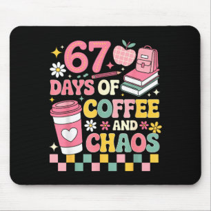67 Days Of School Coffee Lover 67th Day Of School Mouse Mat