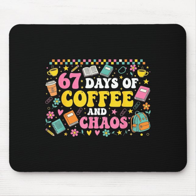 67 Days Of School Coffee Lover Teachers Retro Six  Mouse Mat (Front)