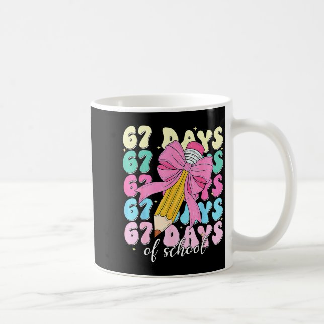 67 Days Of School Coquette Bow Pencil Teacher Cute Coffee Mug (Right)