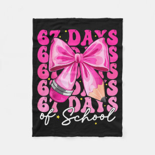 67 Days Of School Coquette Bow Six Seven Meme Teac Fleece Blanket
