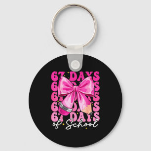 67 Days Of School Coquette Bow Six Seven Meme Teac Key Ring