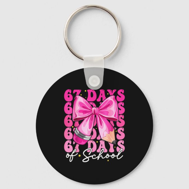 67 Days Of School Coquette Bow Six Seven Meme Teac Key Ring (Front)