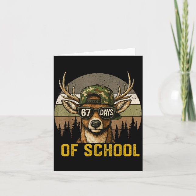 67 Days Of School Deer Hunting Boy Camo Boy Girl T Card (Front)