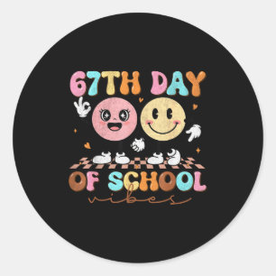 67 Days Of School For Girls Boy Kids Teacher Six S Classic Round Sticker
