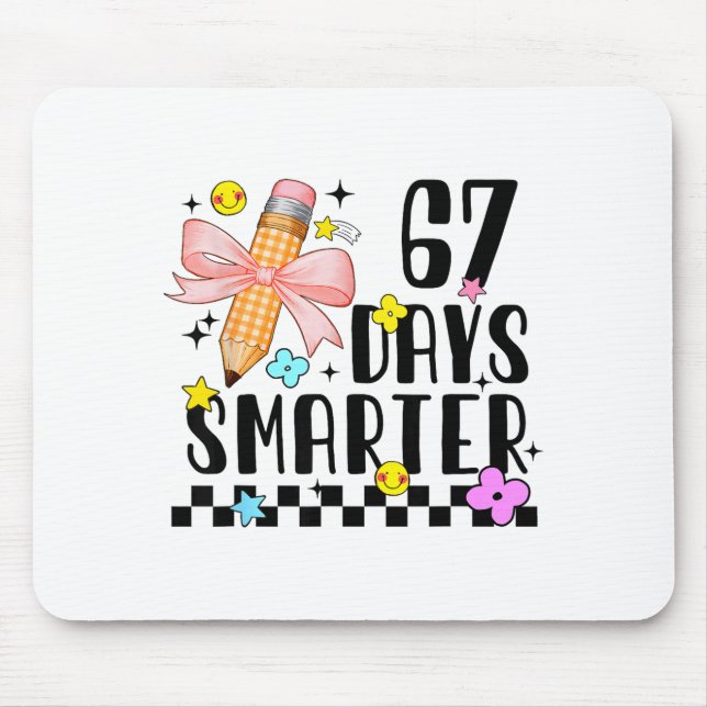 67 Days Of School Funny 67 Days Smarter Student Te Mouse Mat (Front)