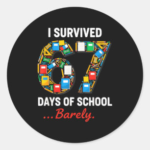 67 Days Of School Funny I Survived Six Seven Meme  Classic Round Sticker