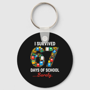 67 Days Of School Funny I Survived Six Seven Meme Key Ring