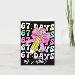 67 Days Of School Girls Coquette Bow 67th Day Of S Card