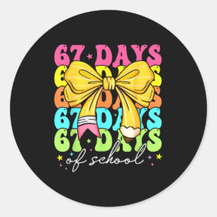 67 Days Of School Girls Coquette Bow 67th Day Of S Classic Round Sticker