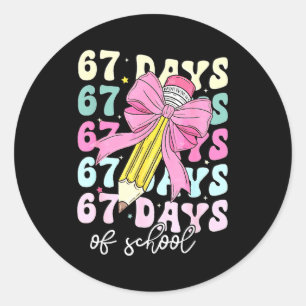 67 Days Of School Girls Coquette Bow 67th Day Of S Classic Round Sticker