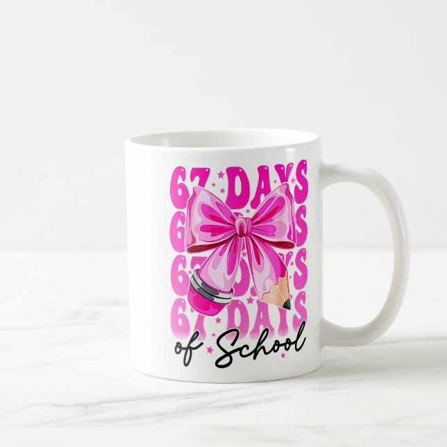 67 Days Of School Girls Coquette Bow 67th Day Of S Coffee Mug (Right)