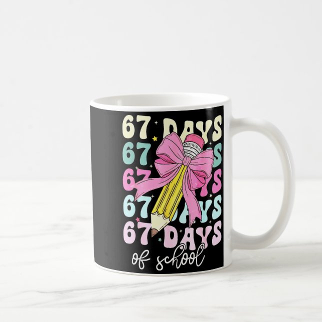67 Days Of School Girls Coquette Bow 67th Day Of S Coffee Mug (Right)