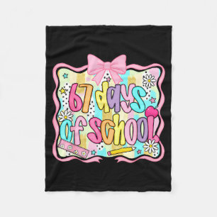 67 Days Of School Girls Coquette Bow 67th Day Of S Fleece Blanket