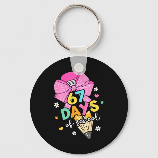 67 Days Of School Girls Coquette Bow 67th Day Of S Key Ring (Front)