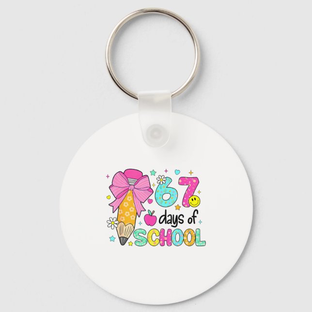 67 Days Of School Girls Coquette Bow 67th Day Of S Key Ring (Front)