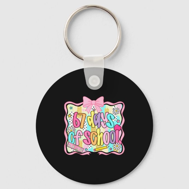 67 Days Of School Girls Coquette Bow 67th Day Of S Key Ring (Front)