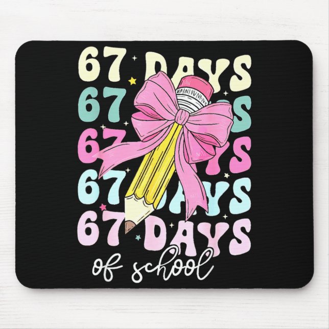 67 Days Of School Girls Coquette Bow 67th Day Of S Mouse Mat (Front)