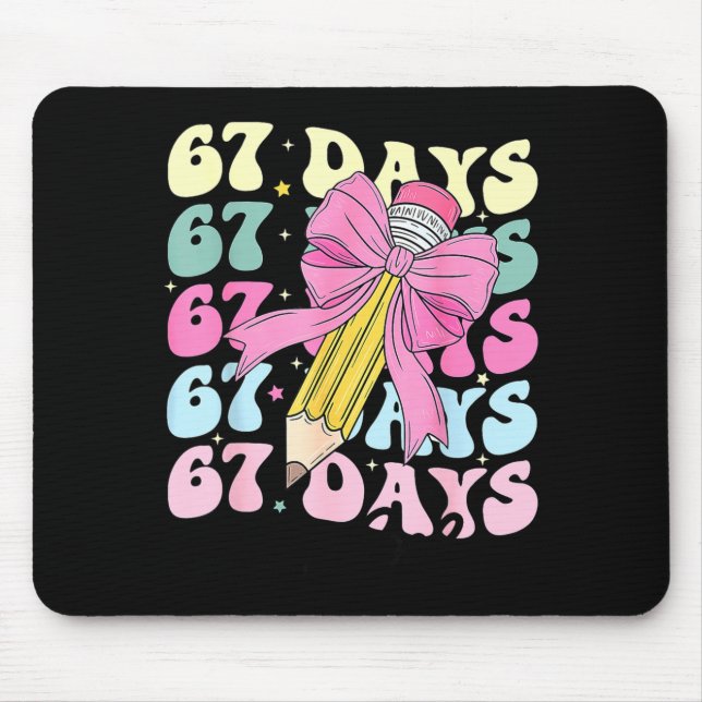 67 Days Of School Girls Coquette Bow 67th Day Of S Mouse Mat (Front)