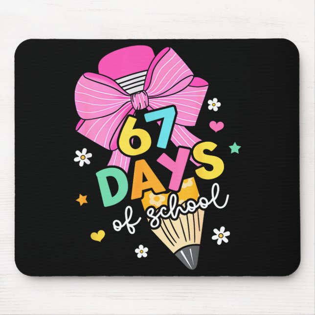 67 Days Of School Girls Coquette Bow 67th Day Of S Mouse Mat (Front)