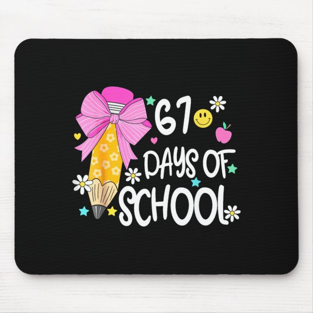 67 Days Of School Girls Coquette Bow 67th Day Of S Mouse Mat (Front)
