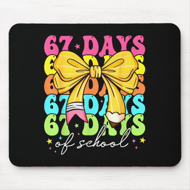 67 Days Of School Girls Coquette Bow 67th Day Of S Mouse Mat (Front)