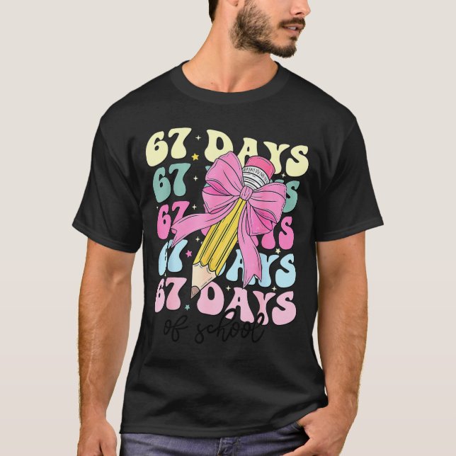67 Days Of School Girls Coquette Bow 67th Day Of S T-Shirt (Front)