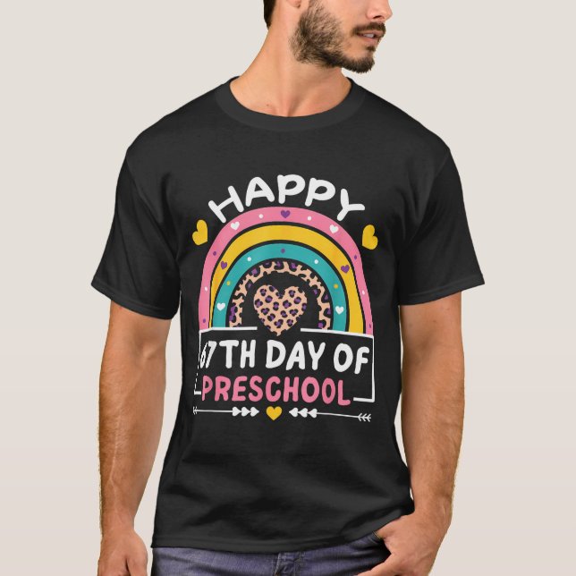 67 Days Of School Happy 67th Day Of Preschool Teac T-Shirt (Front)