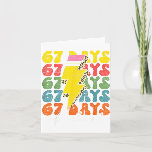 67 Days Of School Lightning Bolt Pencil Teachers S Card (Front)