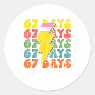 67 Days Of School Lightning Bolt Pencil Teachers S Classic Round Sticker