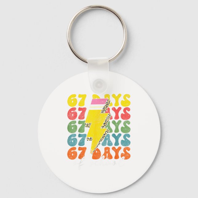 67 Days Of School Lightning Bolt Pencil Teachers S Key Ring (Front)