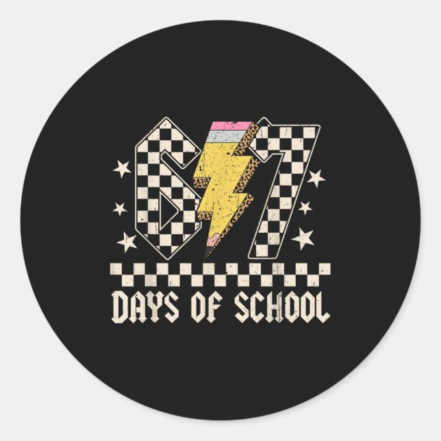 67 Days Of School Meme Slang Abcd Rock Boys Girls  Classic Round Sticker (Front)