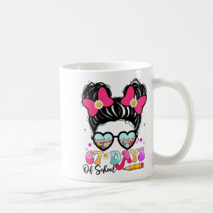 67 Days Of School Messy Bun Girl Kids Meme Funny Coffee Mug