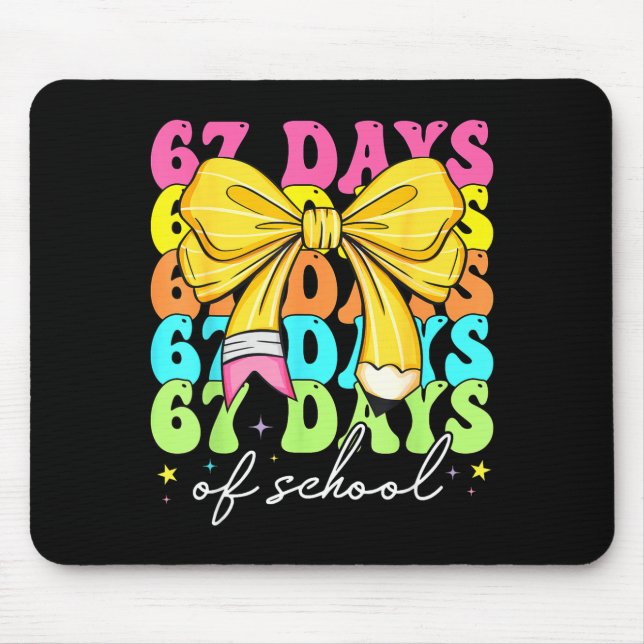 67 Days Of School Pencil Coquette Bow 67th Day Of  Mouse Mat (Front)
