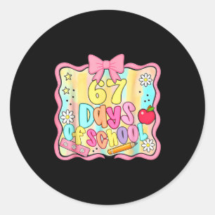 67 Days Of School Preppy 67th Day Of School Teache Classic Round Sticker