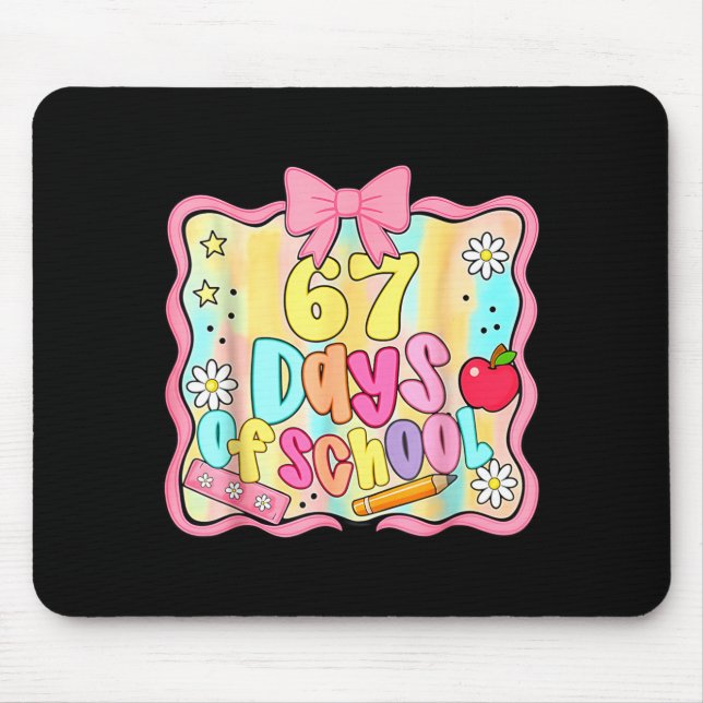 67 Days Of School Preppy 67th Day Of School Teache Mouse Mat (Front)