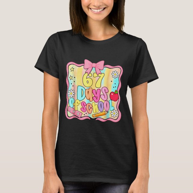 67 Days Of School Preppy 67th Day Of School Teache T-Shirt (Front)