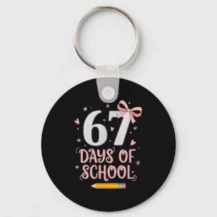 67 Days Of School Retro Bow Kids Teachers 67 Meme  Key Ring