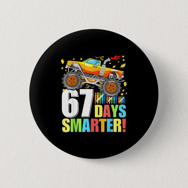 67 Days Of School Smarter Funny Six Seven Monster  6 Cm Round Badge (Front)