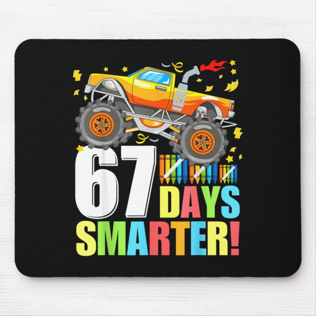 67 Days Of School Smarter Funny Six Seven Monster  Mouse Mat (Front)