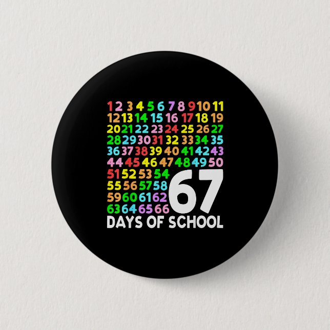 67 Days Of School Teacher Kids Boy 67 Math Numbers 6 Cm Round Badge (Front)