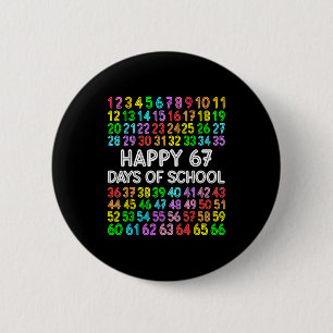 67 Days Of School Teacher Kids Boy 67 Math Numbers 6 Cm Round Badge