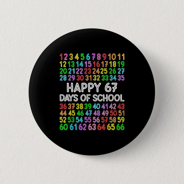 67 Days Of School Teacher Kids Boy 67 Math Numbers 6 Cm Round Badge (Front)