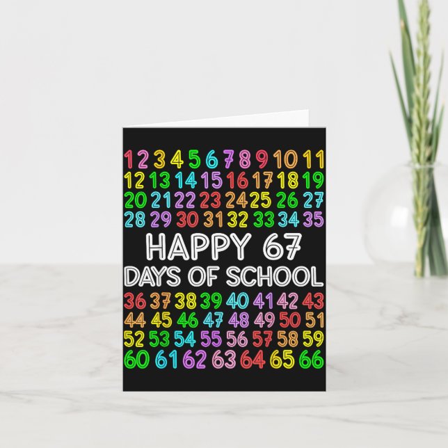 67 Days Of School Teacher Kids Boy 67 Math Numbers Card (Front)