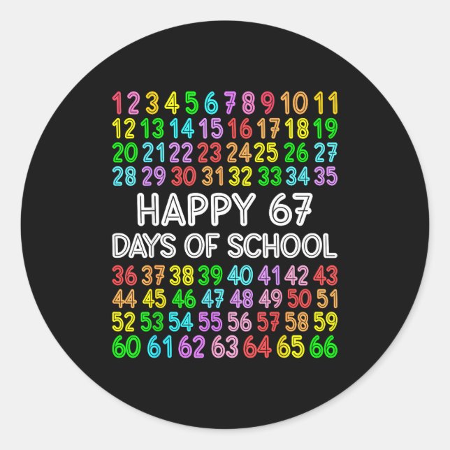 67 Days Of School Teacher Kids Boy 67 Math Numbers Classic Round Sticker (Front)