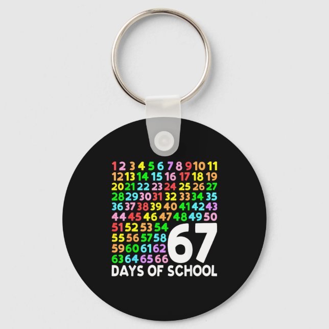 67 Days Of School Teacher Kids Boy 67 Math Numbers Key Ring (Front)